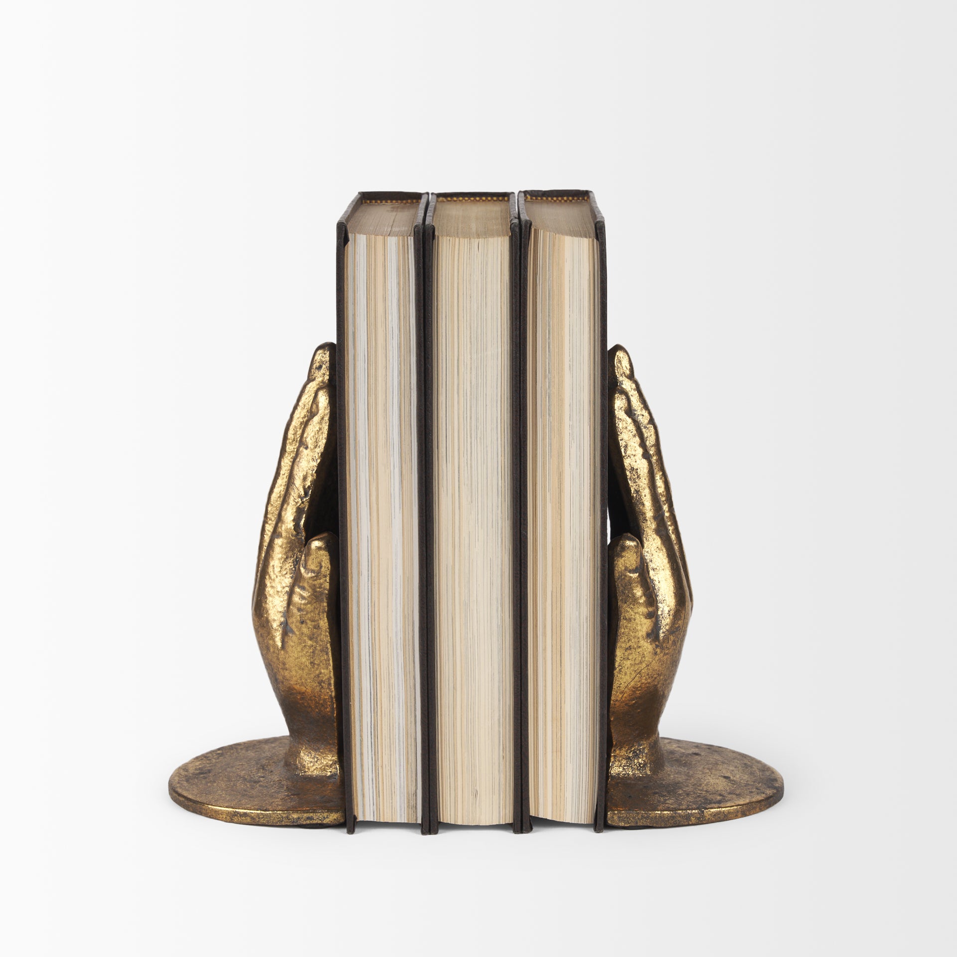 Praying Hands Gold Cast Iron Book Ends