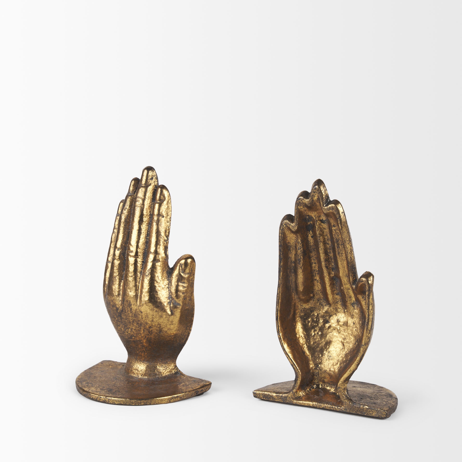 Praying Hands Gold Cast Iron Book Ends