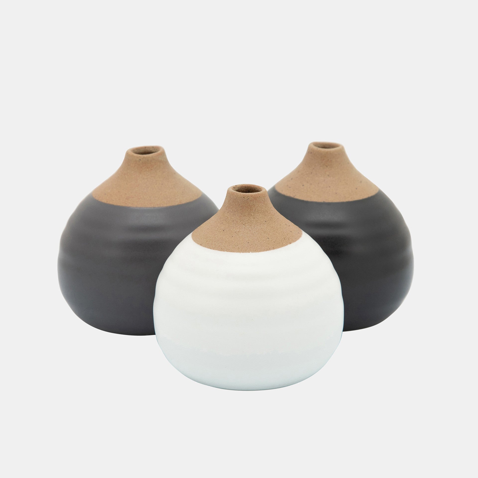 Matte Bud Vase, Black & Grays