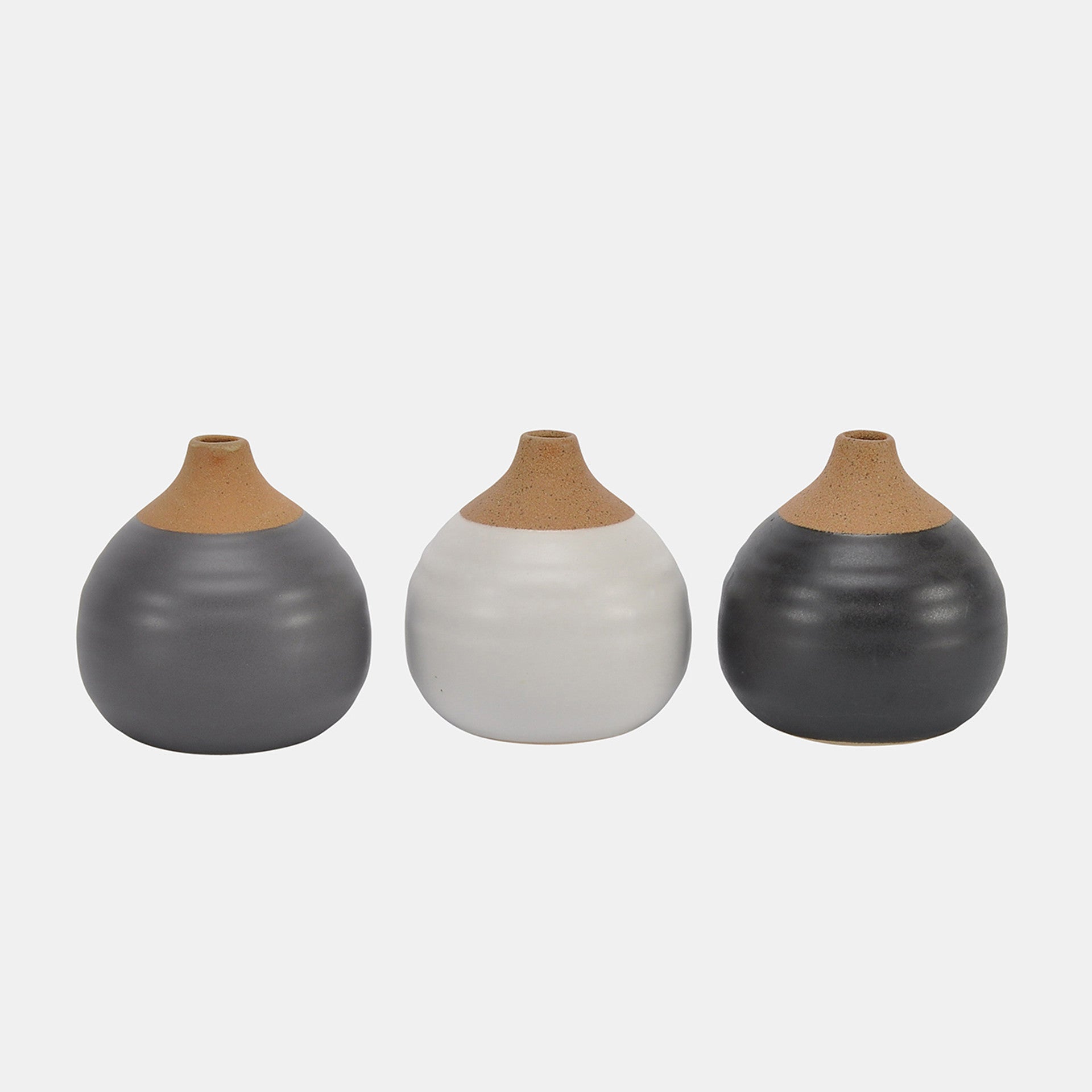 Matte Bud Vase, Black & Grays