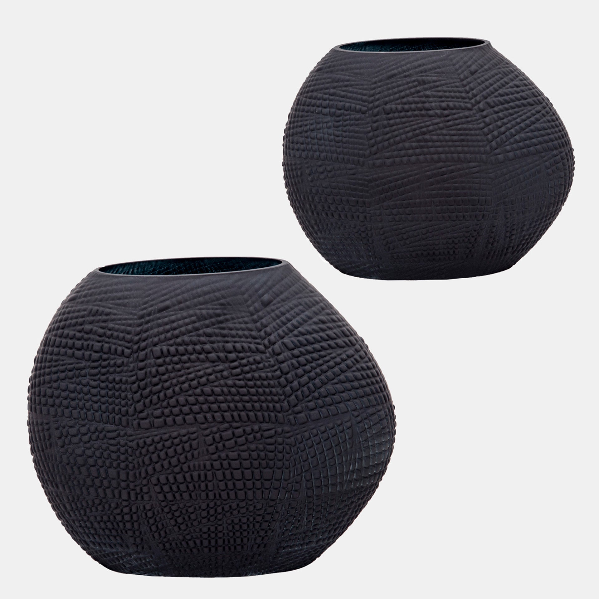 Matte Black Textured Glass Vase