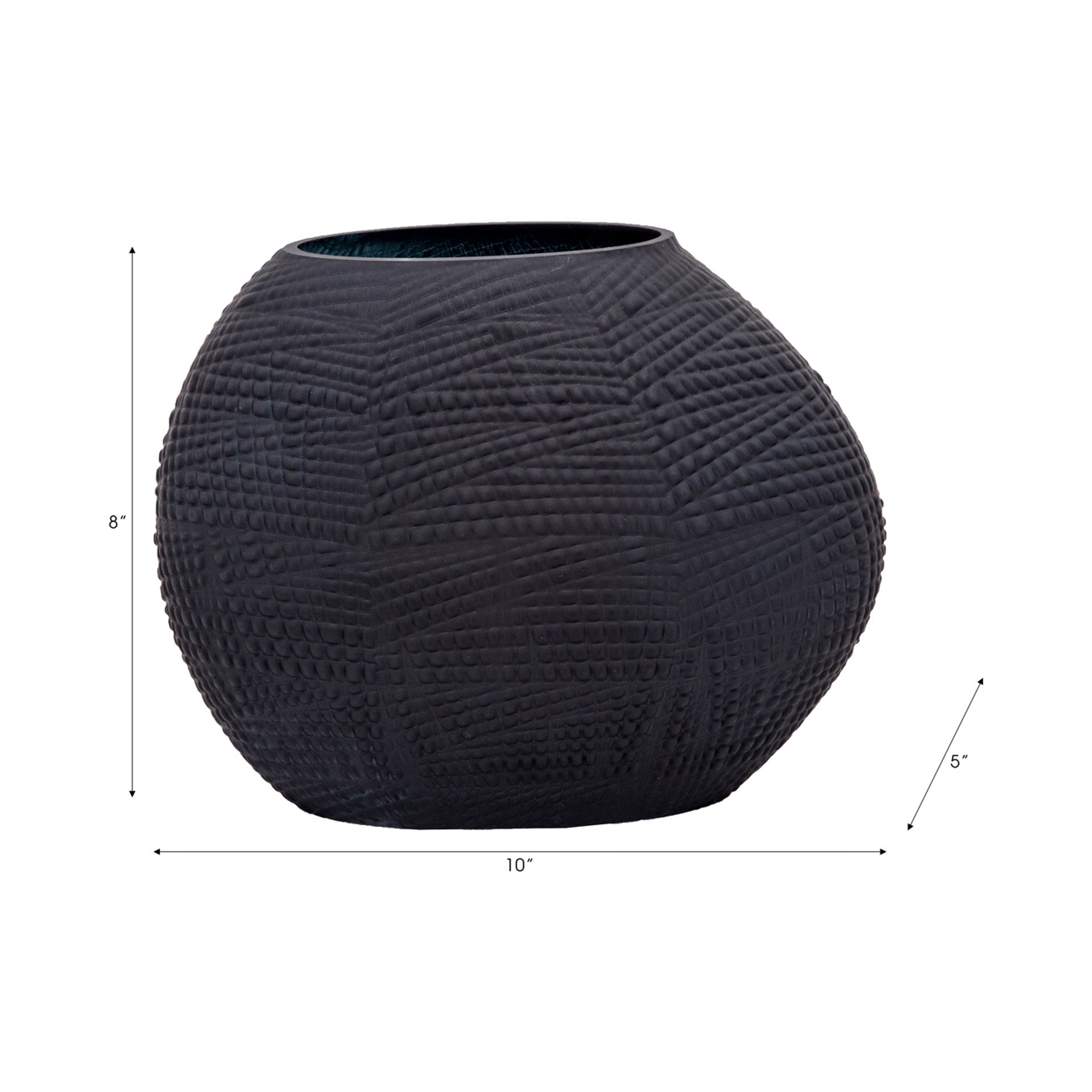 Matte Black Textured Glass Vase