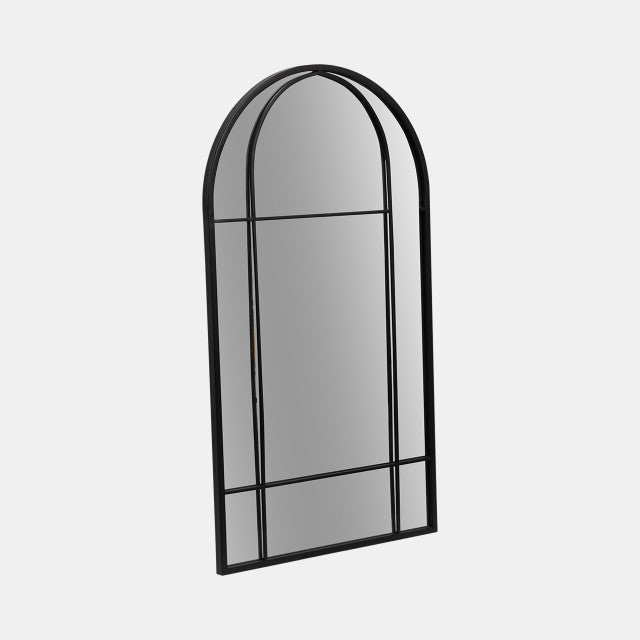 Black Arch Windowpane Mirror