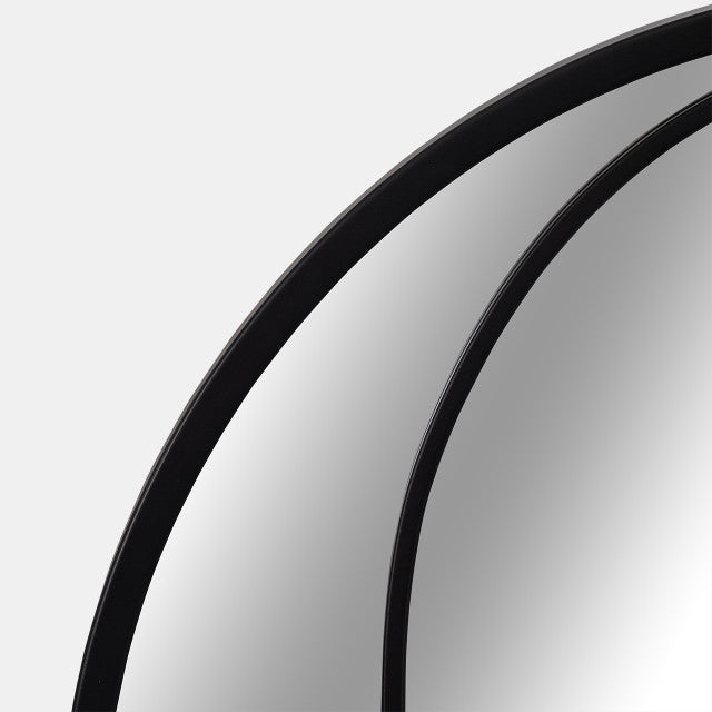 Black Arch Windowpane Mirror