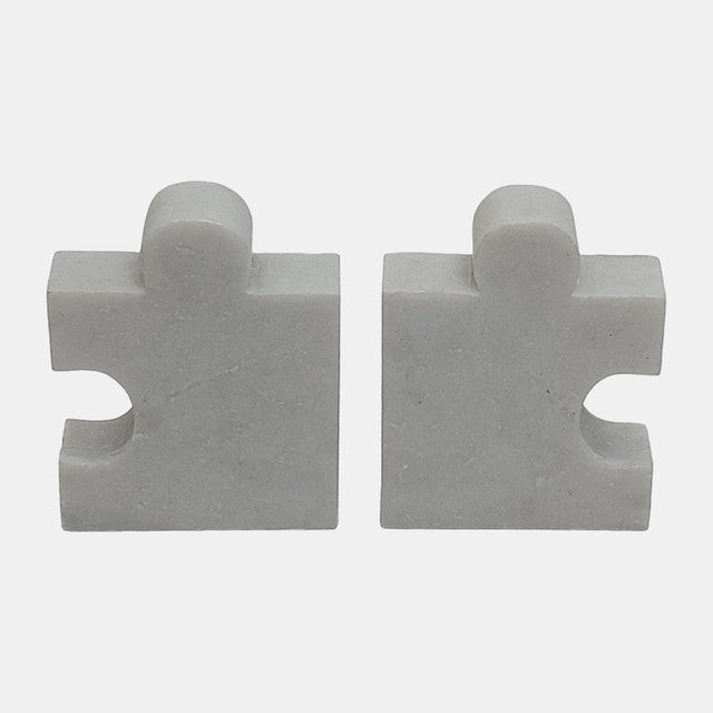 White Puzzle Piece Bookends