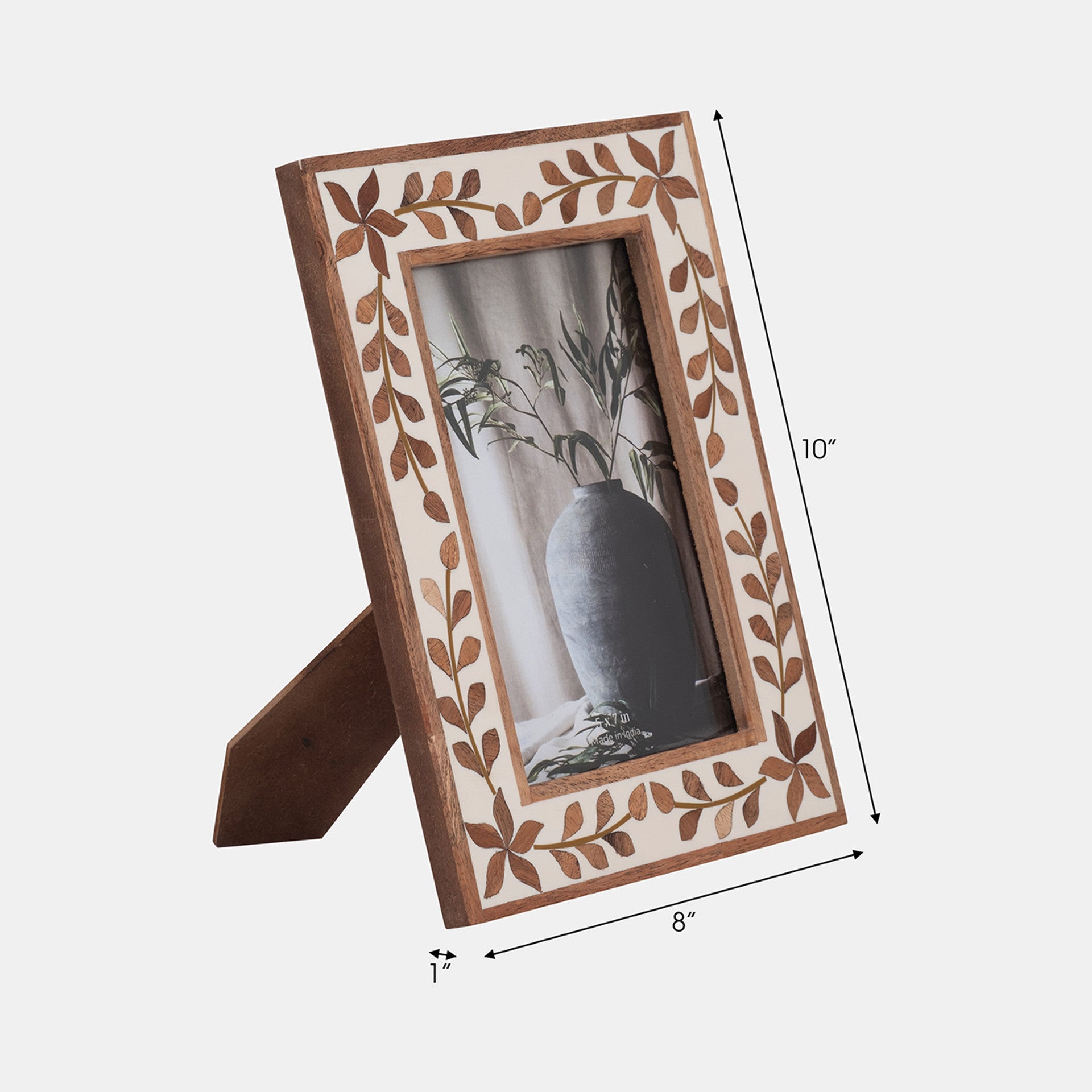 Wood Inlay Vine Photo Frame