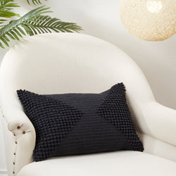 Woven Diamond Black Pillow