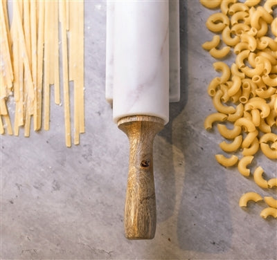White Marble Rolling Pin with Stand