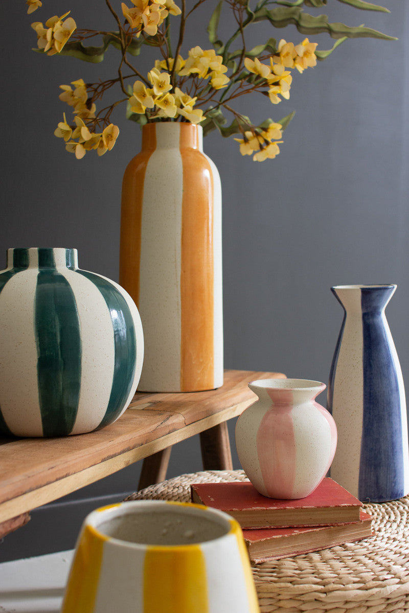 Colored Ceramic Striped Vases