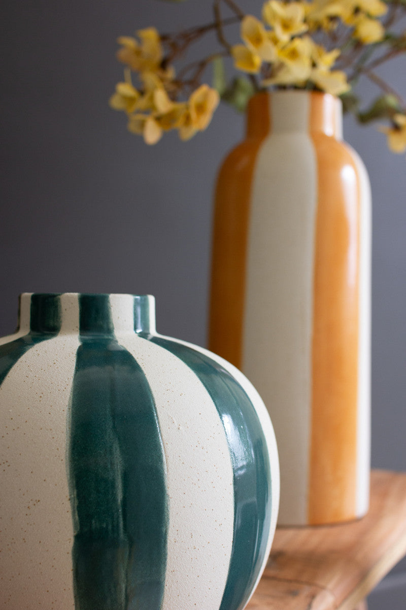 Colored Ceramic Striped Vases