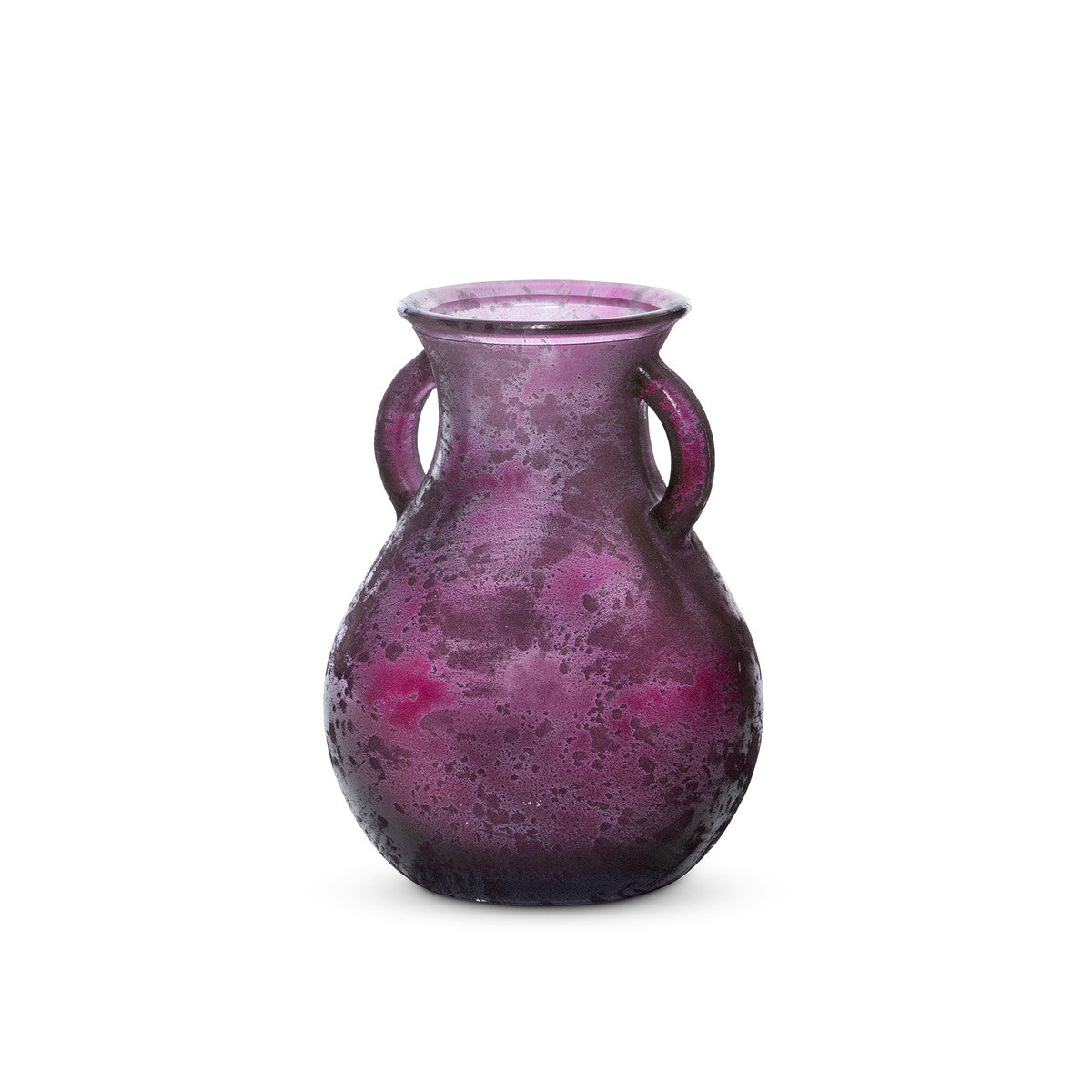 Frosted Cranberry Handle Vase