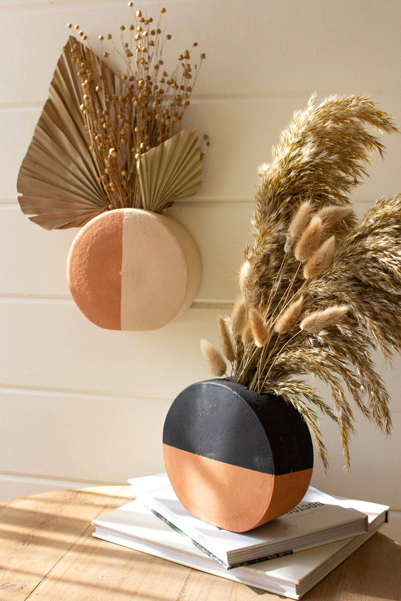 Black & Ivory Circle Wall Vases*