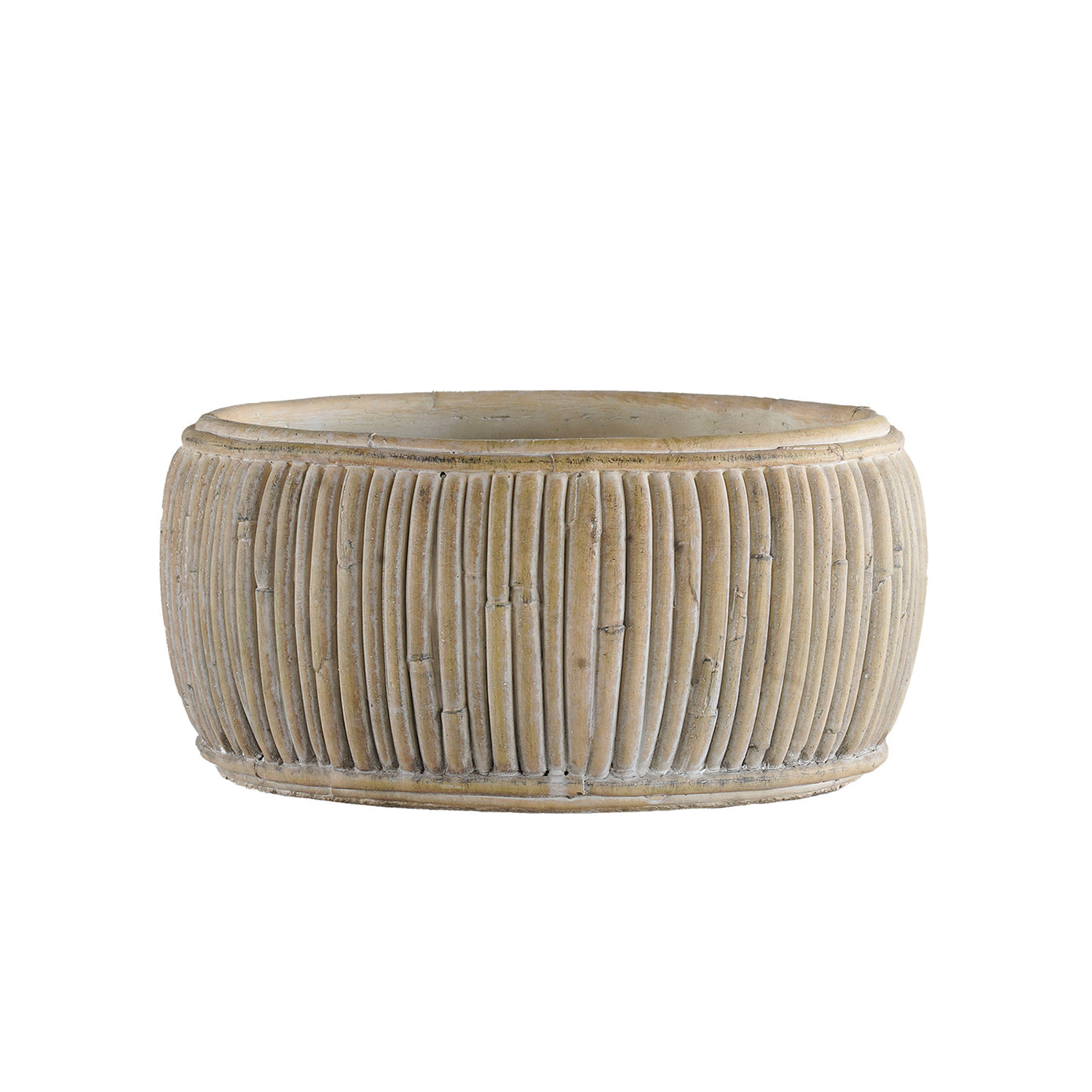 Concrete Faux Rattan Planter, Shallow