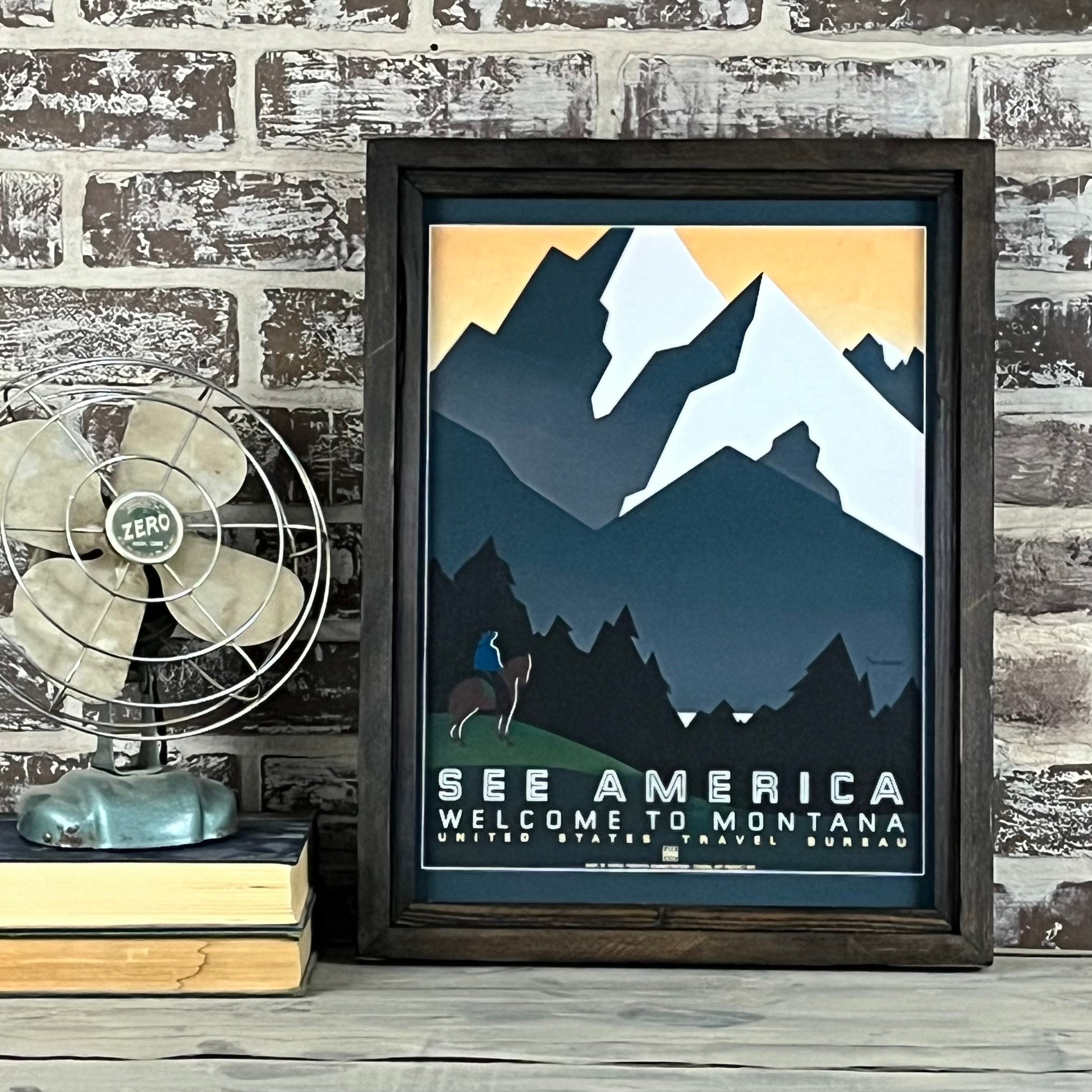 Montana Travel Poster Framed Art