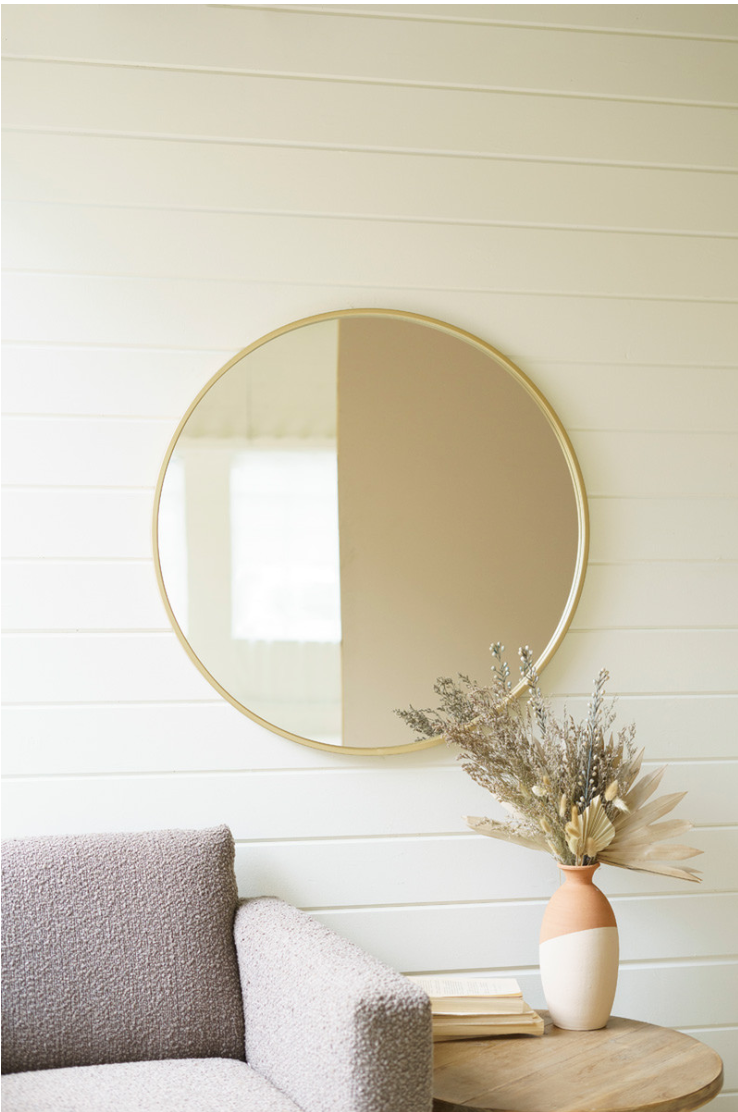 Antique Brass Round Mirror