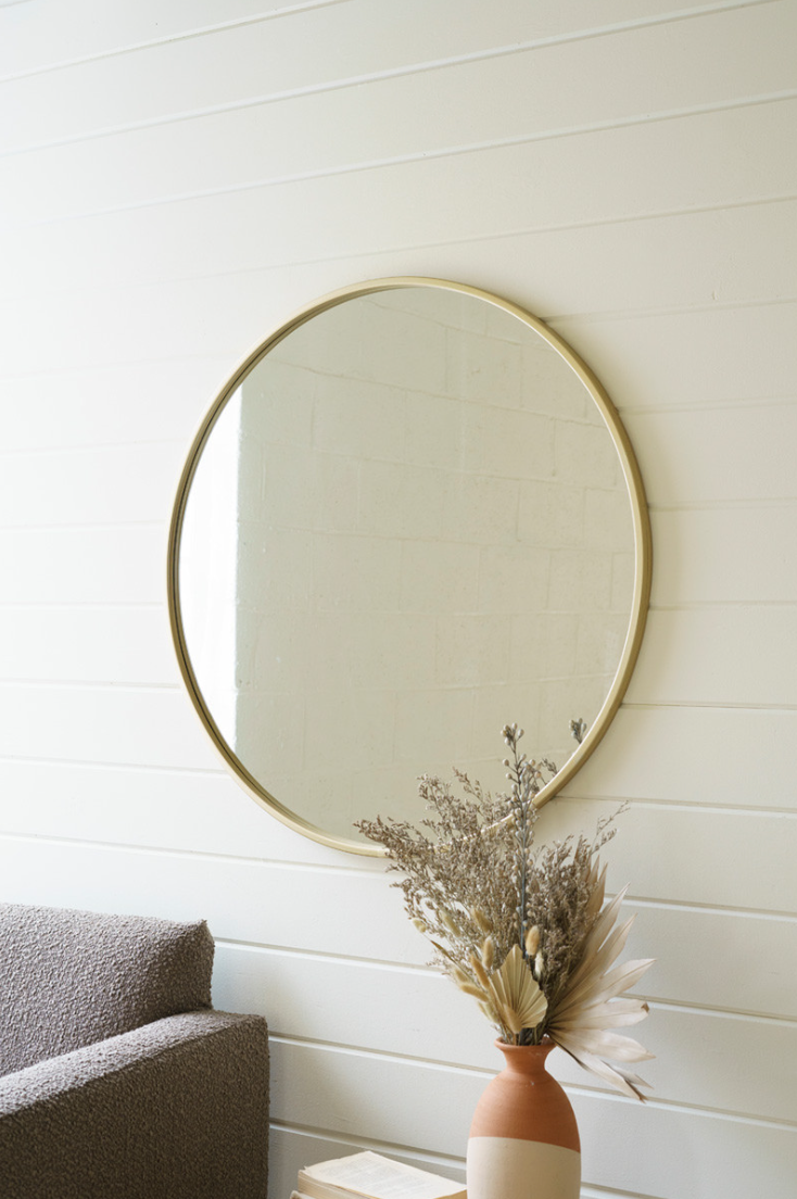 Antique Brass Round Mirror