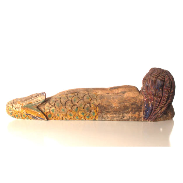Wood Mermaid Lying On Side