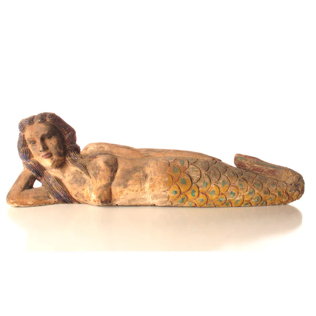 Wood Mermaid Lying On Side