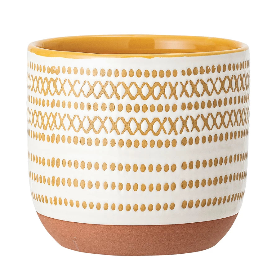 Cream & Mustard Stoneware Planter