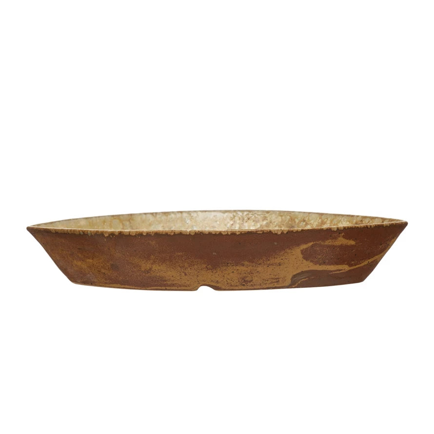 Brown & Cream Stoneware Dish