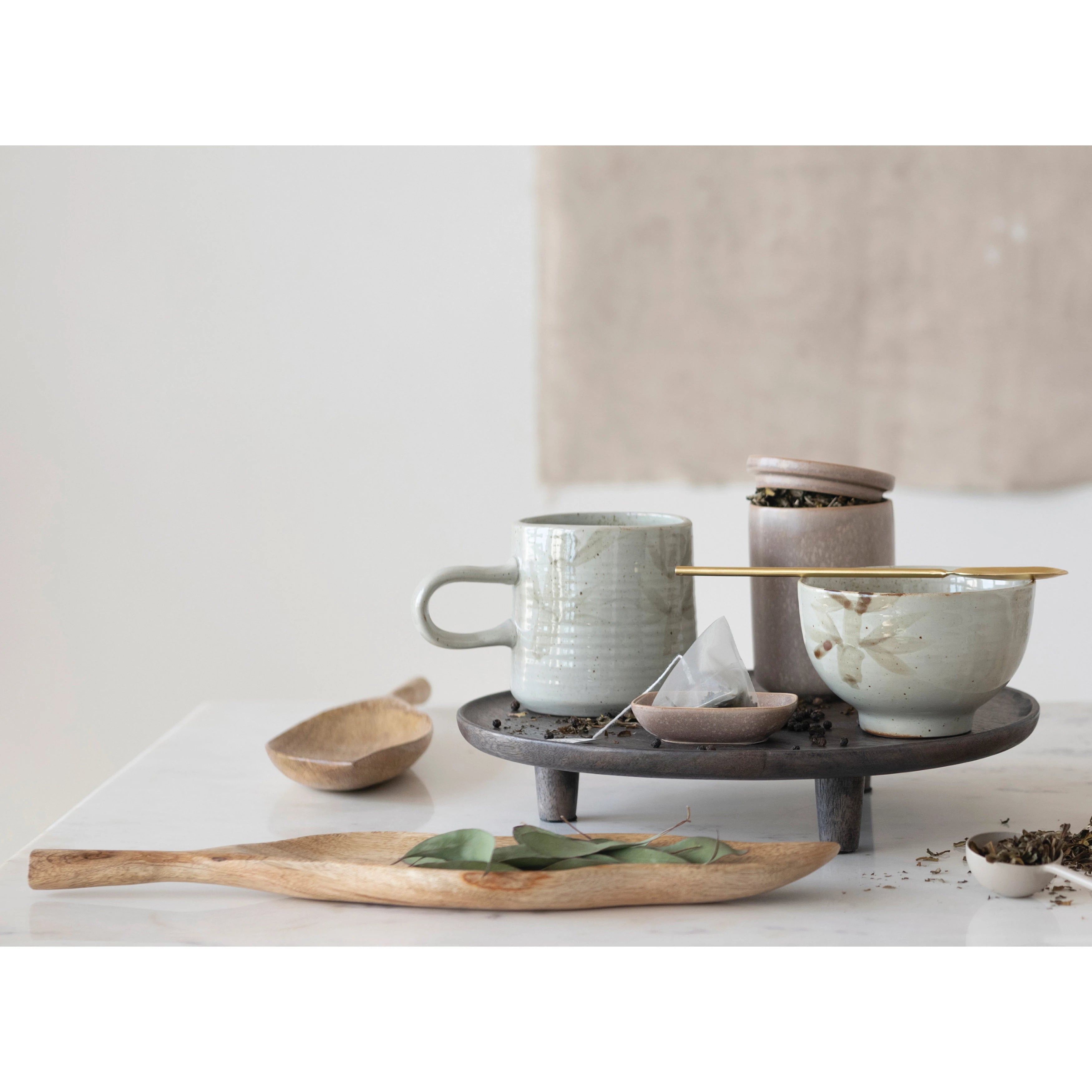 Hand-Painted Bamboo Stoneware Bowl