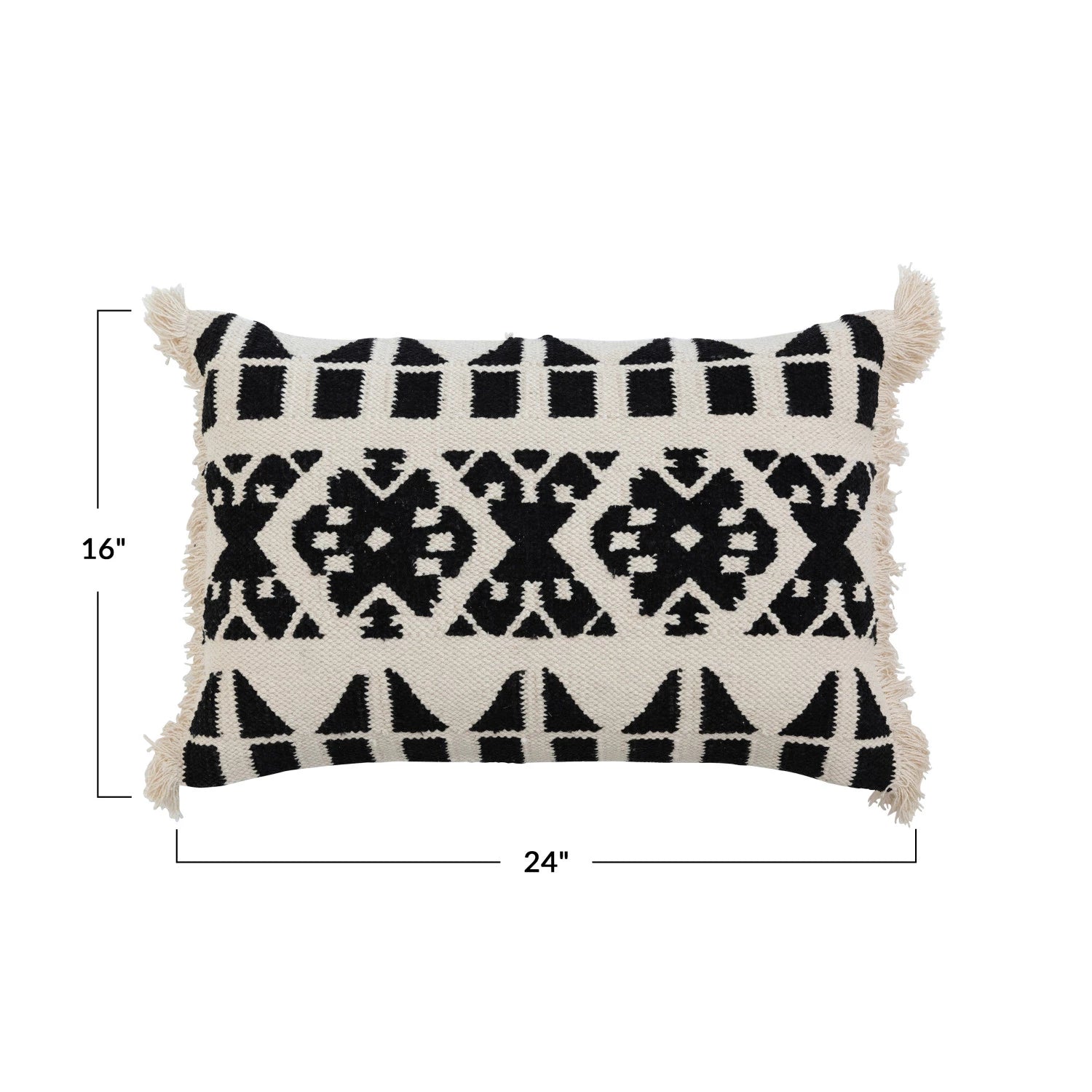 Kilim Lumbar Pillow w/ Pattern & Fringe