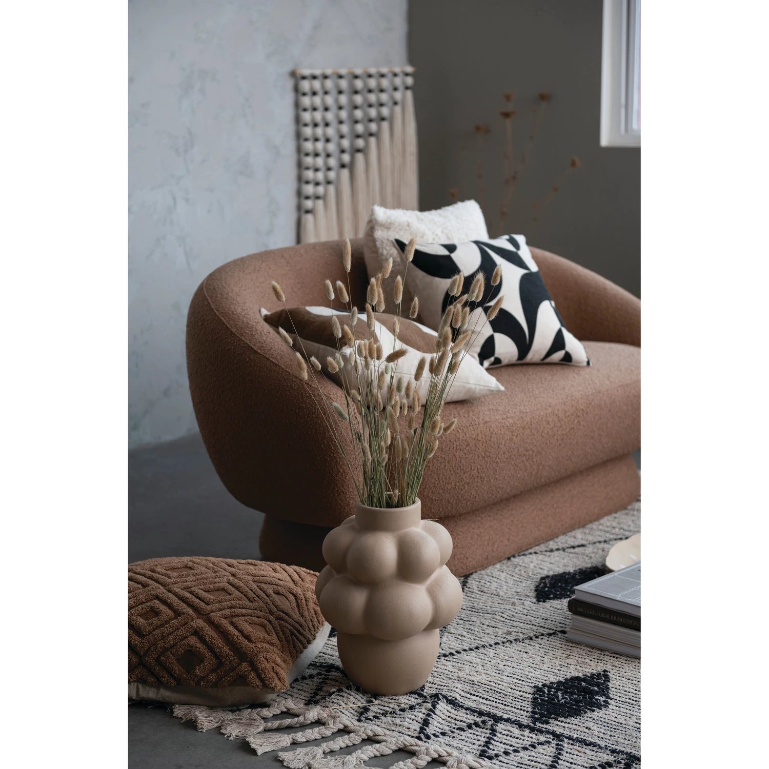 Black & White Cotton Slub Pillow w/ Pattern