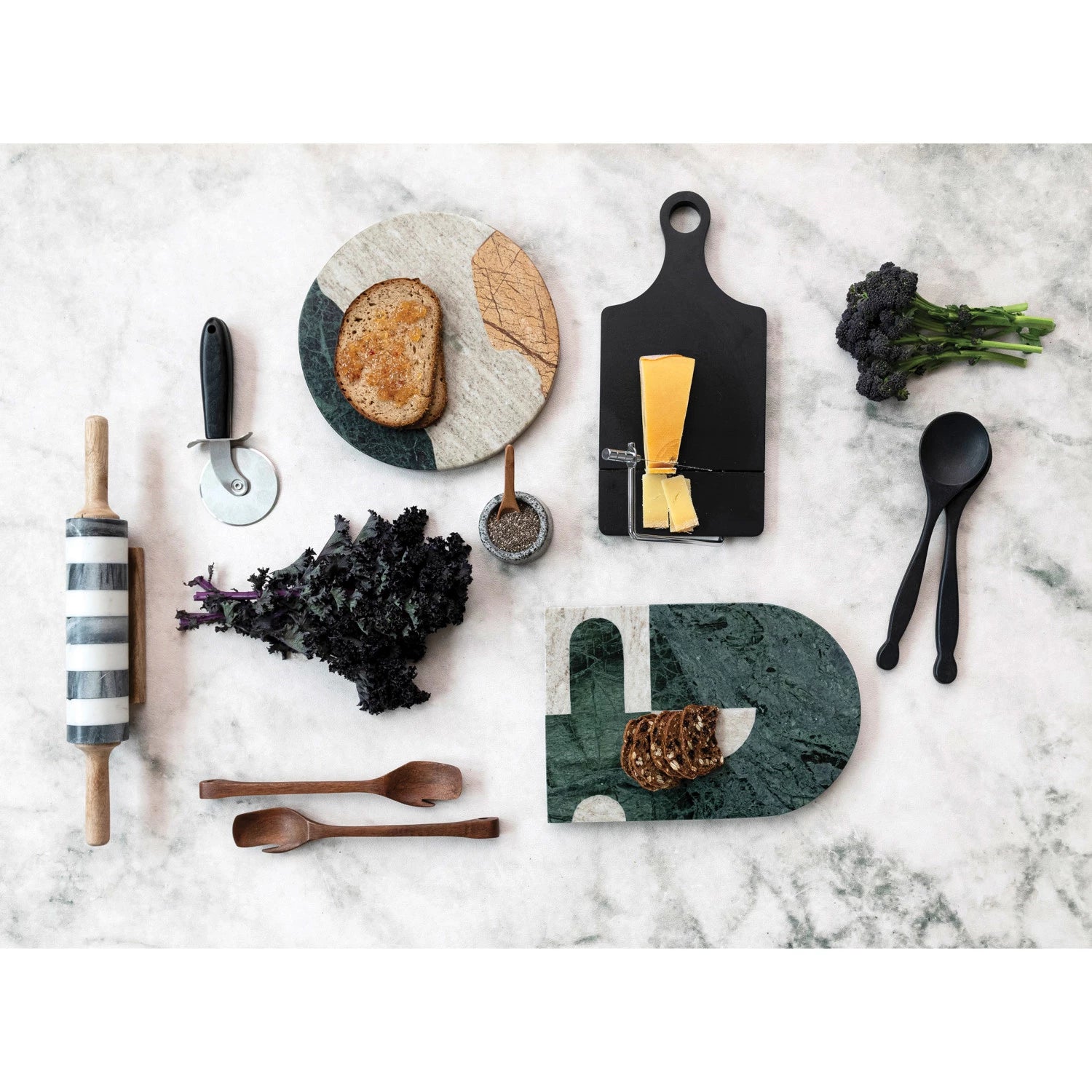 Abstract Buff Color & Green Marble Cheese/Cutting Board