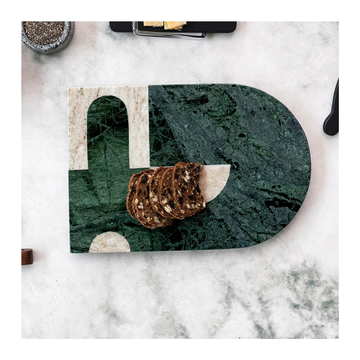 Abstract Buff Color & Green Marble Cheese/Cutting Board