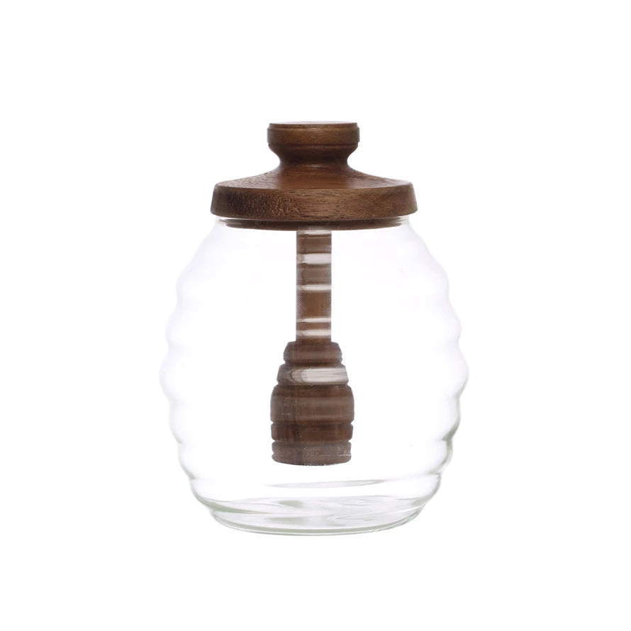 Glass Honey Jar w/ Acacia Wood Lid