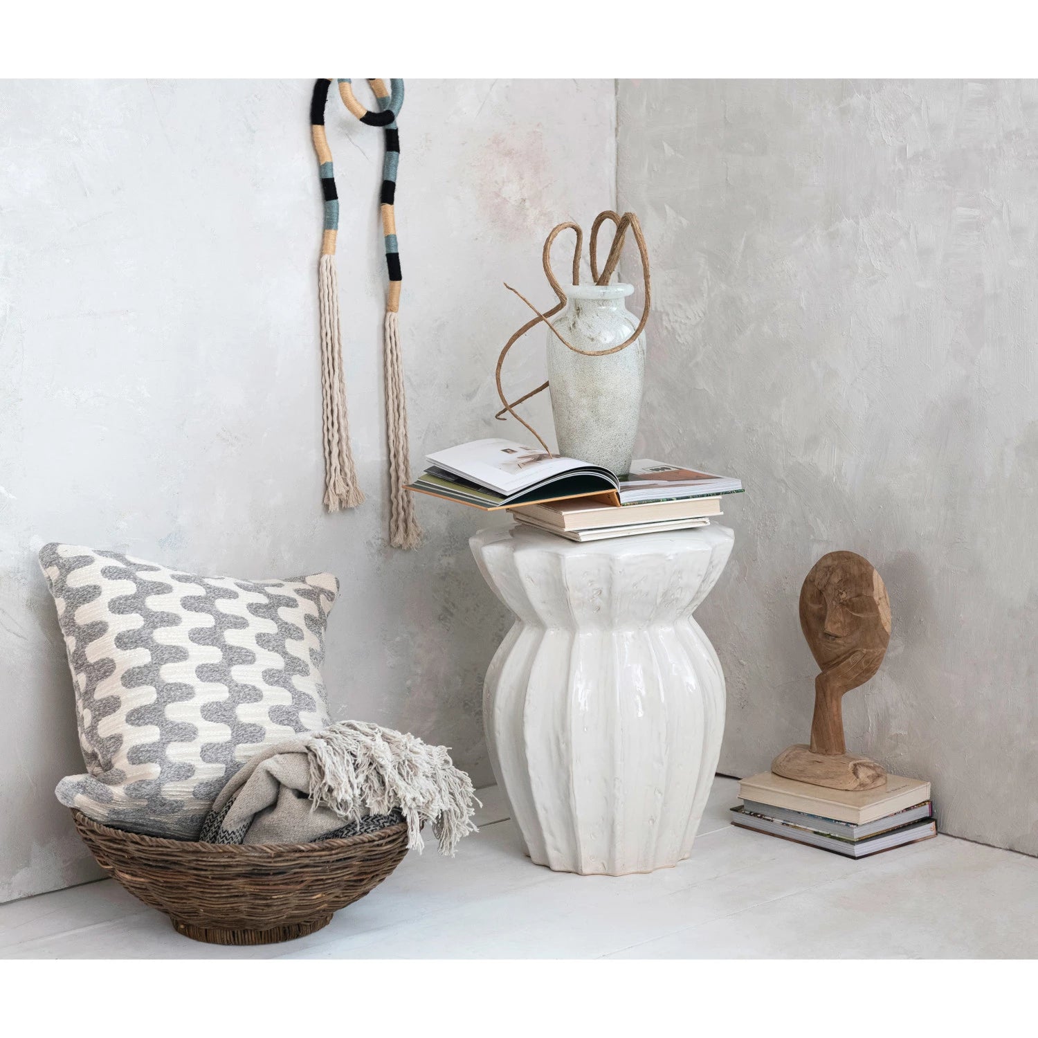 Sculpted Stoneware Stool