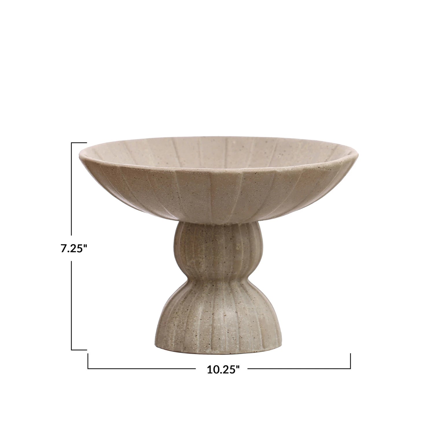 Tan Debossed Stoneware Footed Bowl