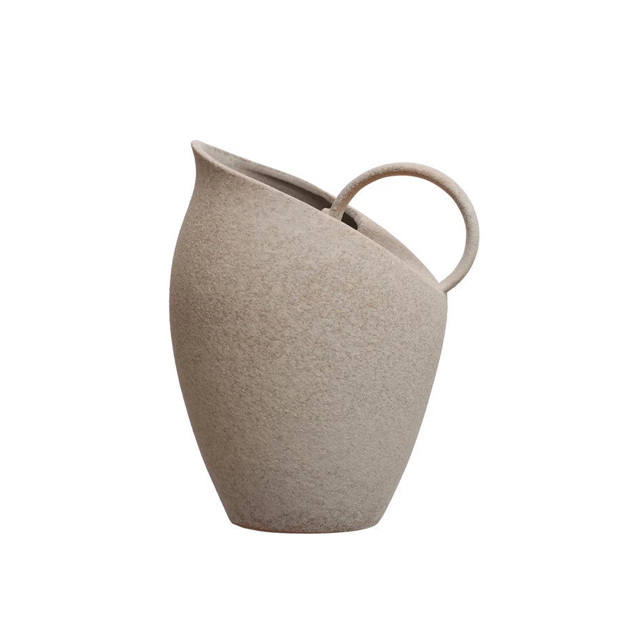 White Textured Stoneware Pitcher
