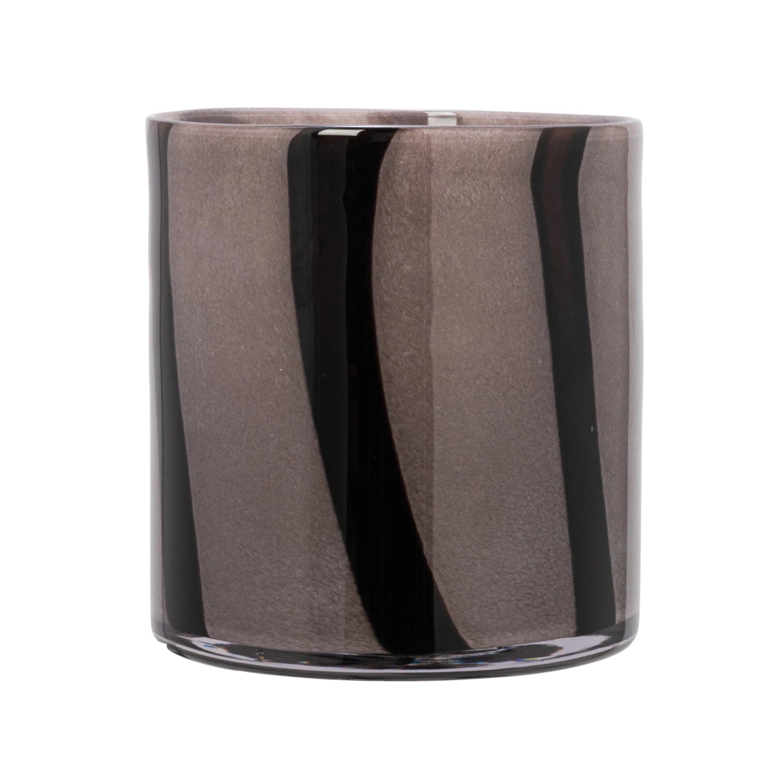 Grey & Purple Glass Candle Holder/Vase w/ Stripes