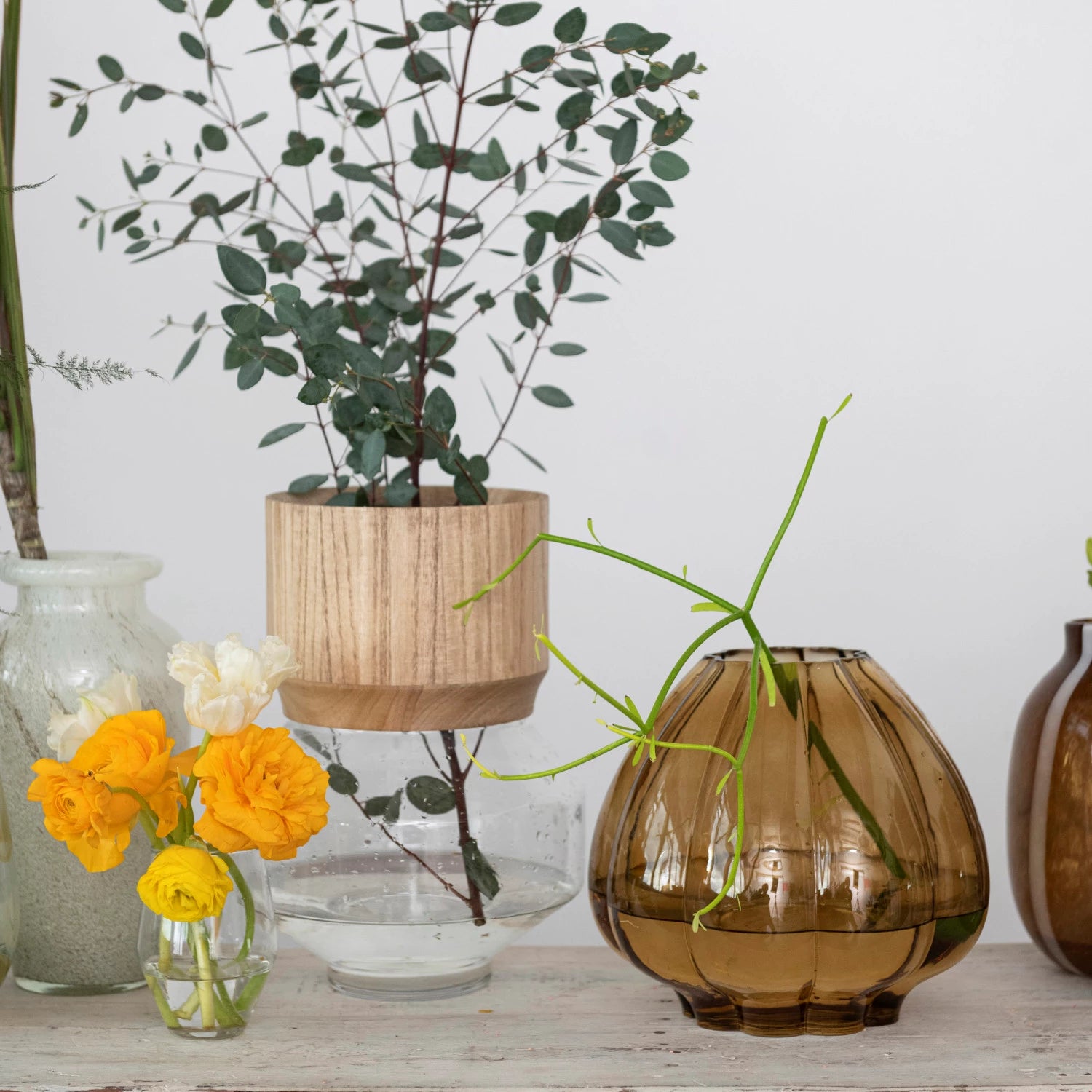 Brown Fluted Glass Vase