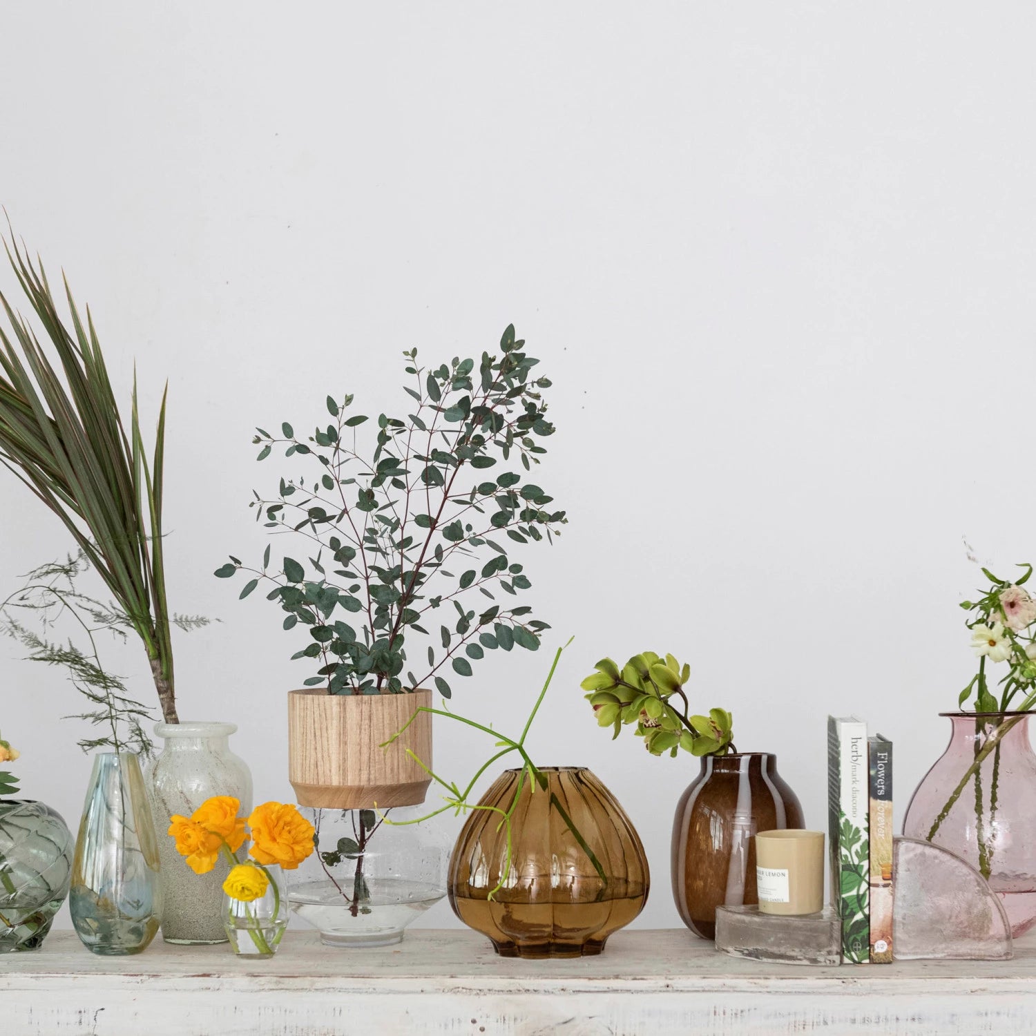 Brown Fluted Glass Vase