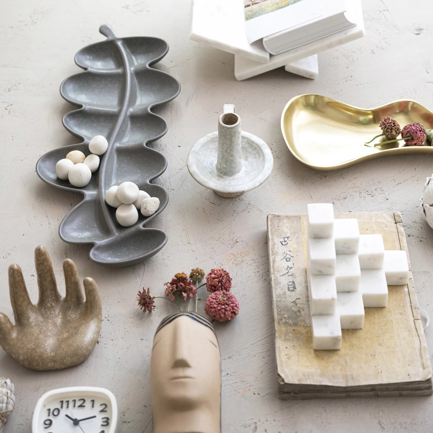 Marble Stairstep Bookends S/2