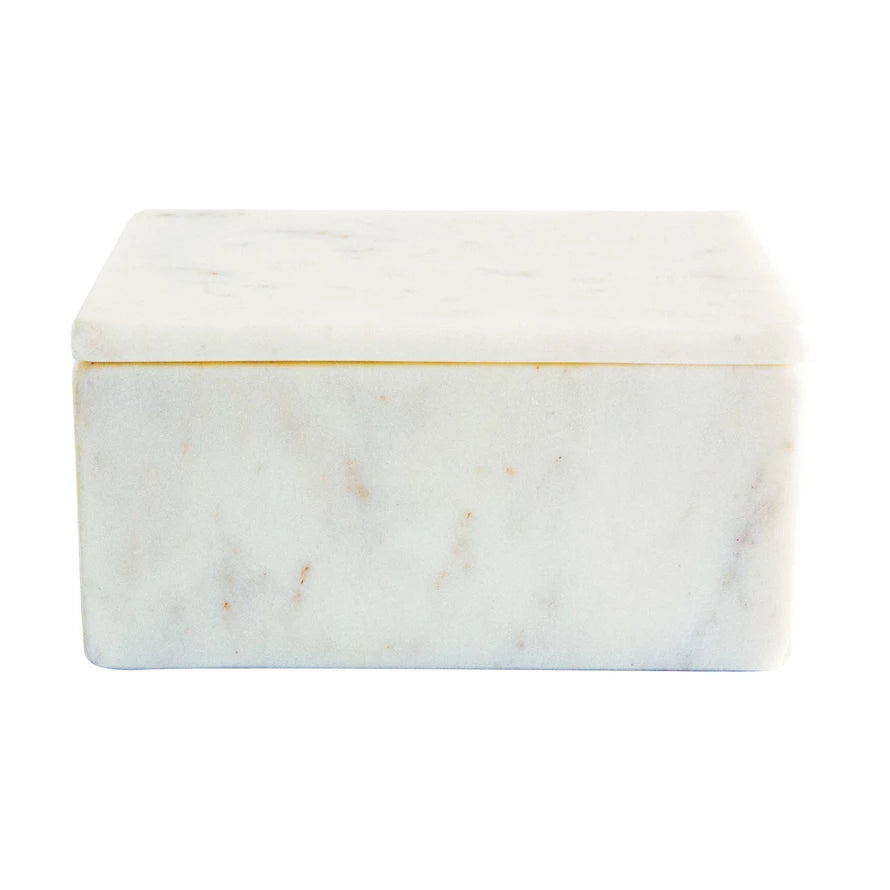 White Marble Box w/ Lid