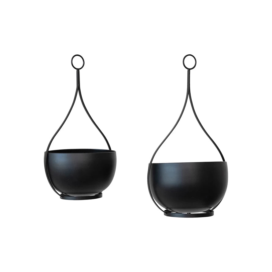 Matte Black Hanging Metal Planters