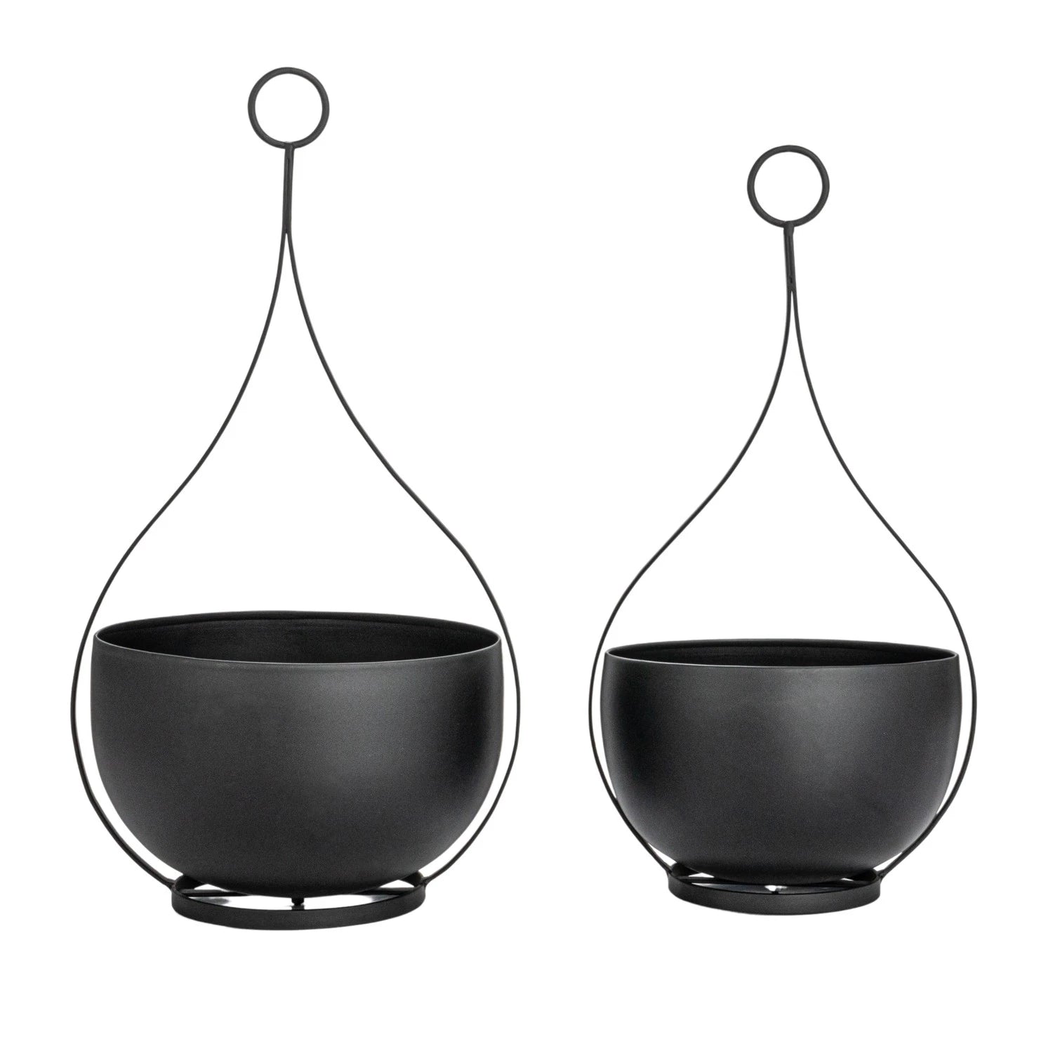 Matte Black Hanging Metal Planters