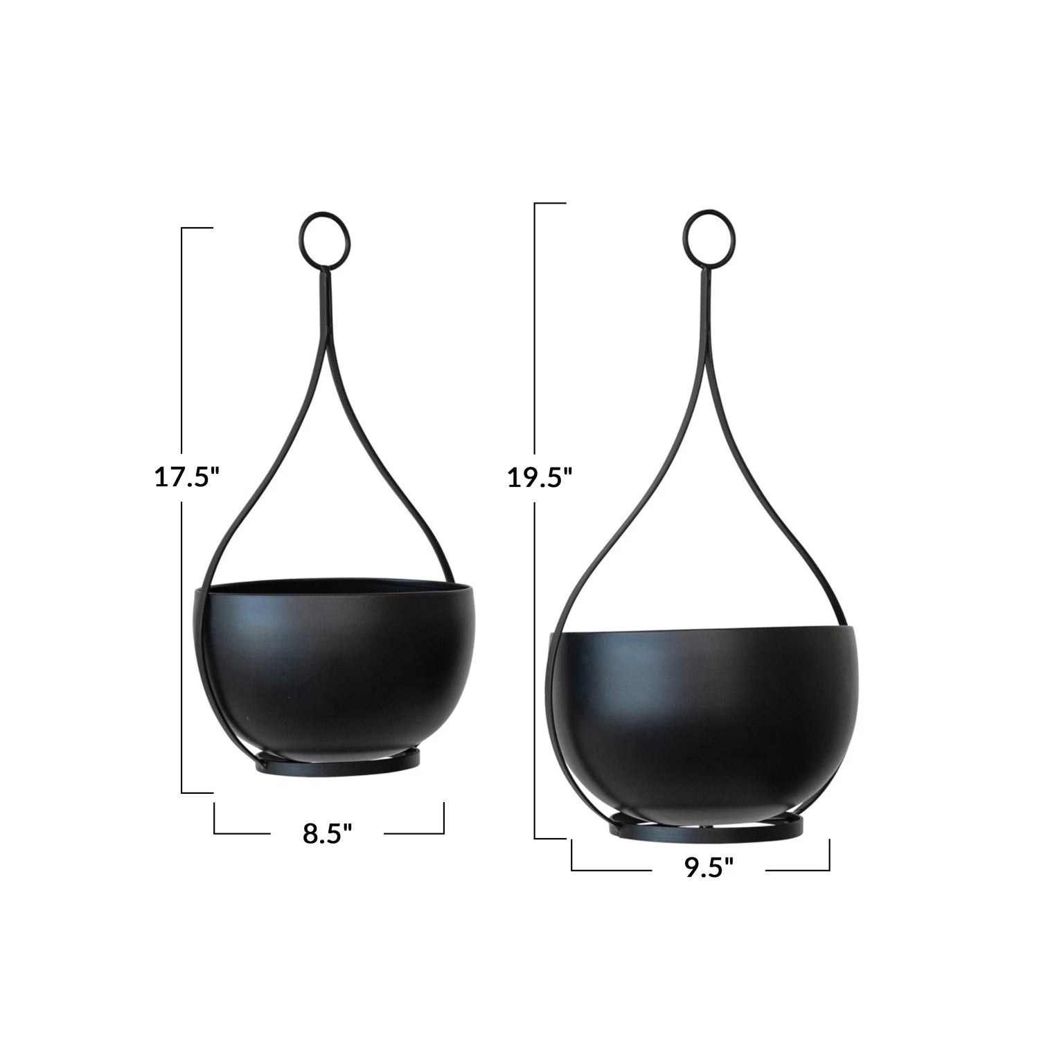 Matte Black Hanging Metal Planters