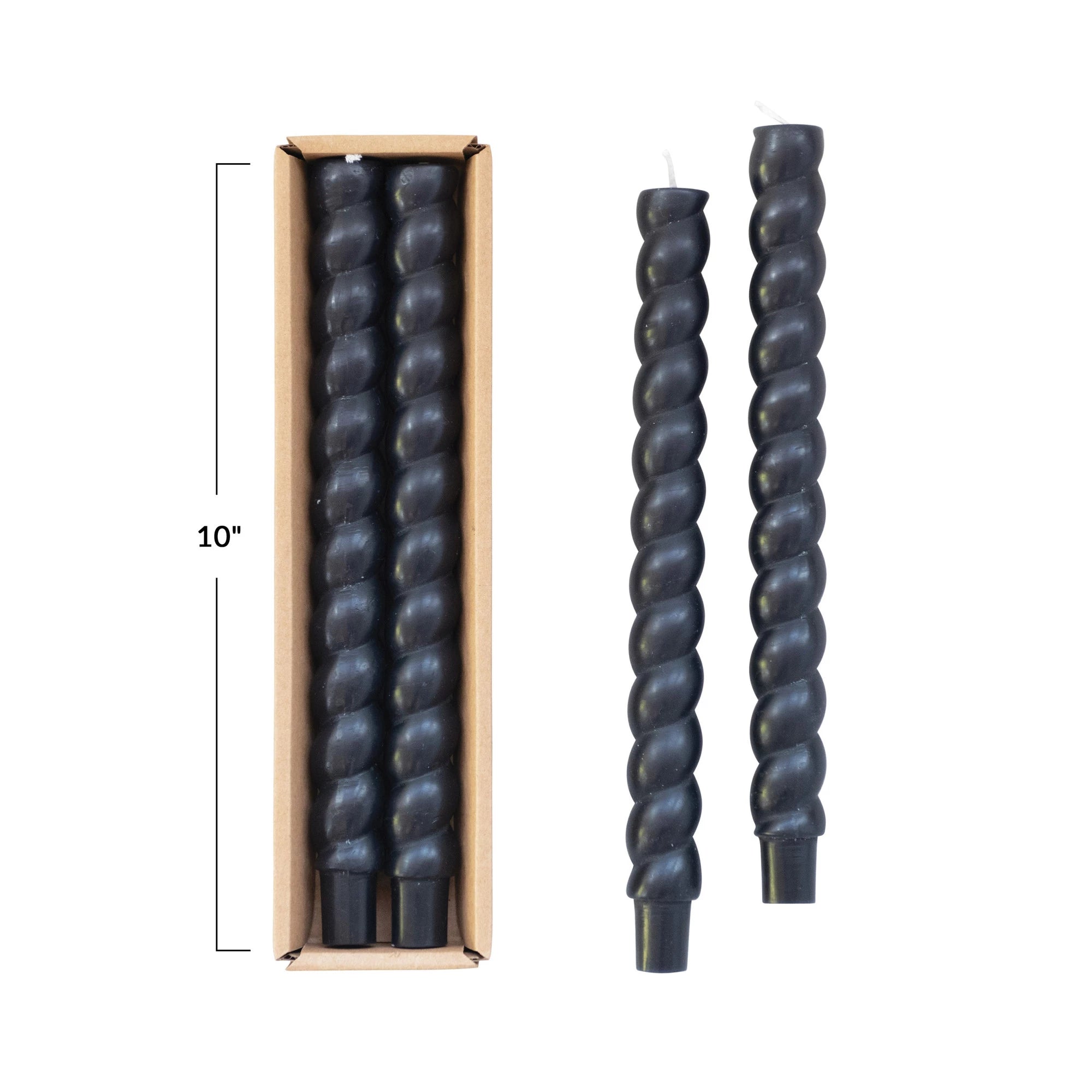 Taupe 10" Unscented Twisted Taper Candles S/2