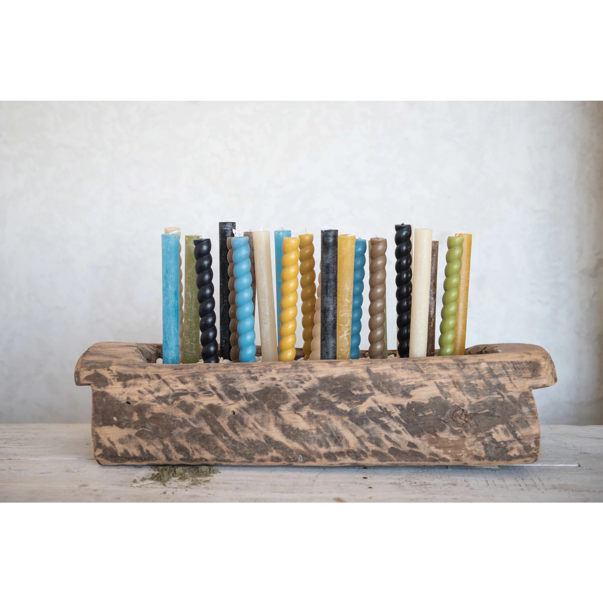 Cream 10" Unscented Twisted Taper Candles S/2