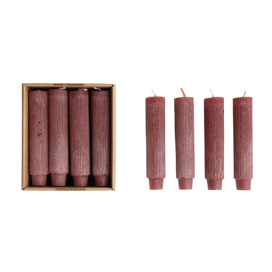 Cabernet 5" H Unscented Pleated Taper Candles in Box S/12