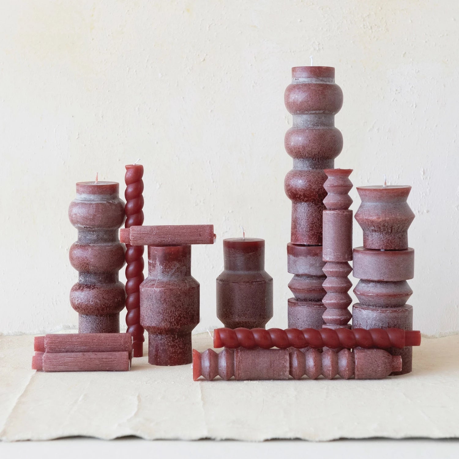Cabernet 5" H Unscented Pleated Taper Candles in Box S/12