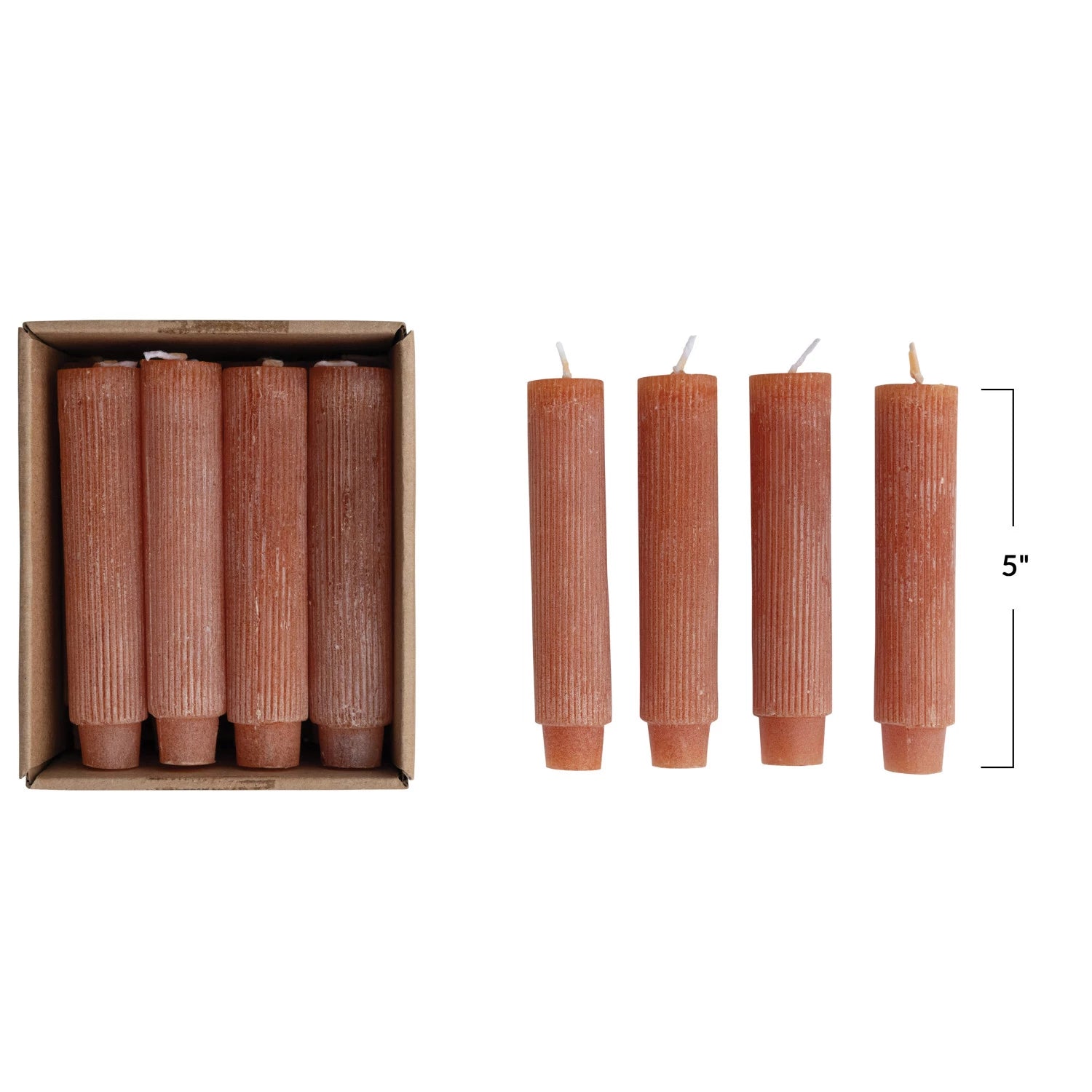 Spice 5"H Unscented Pleated Taper Candles in Box