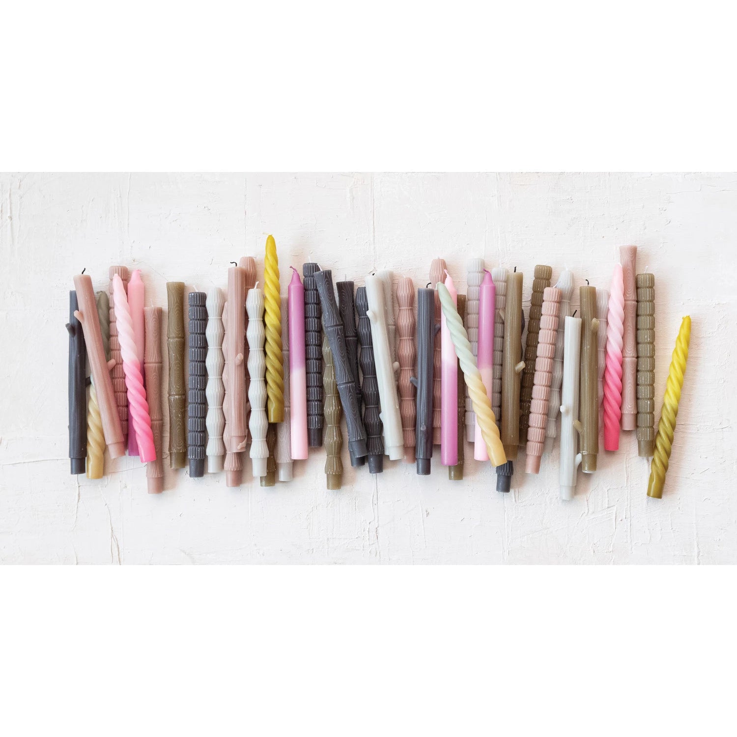 Unscented Green Ombre Twisted Taper Candles S/2