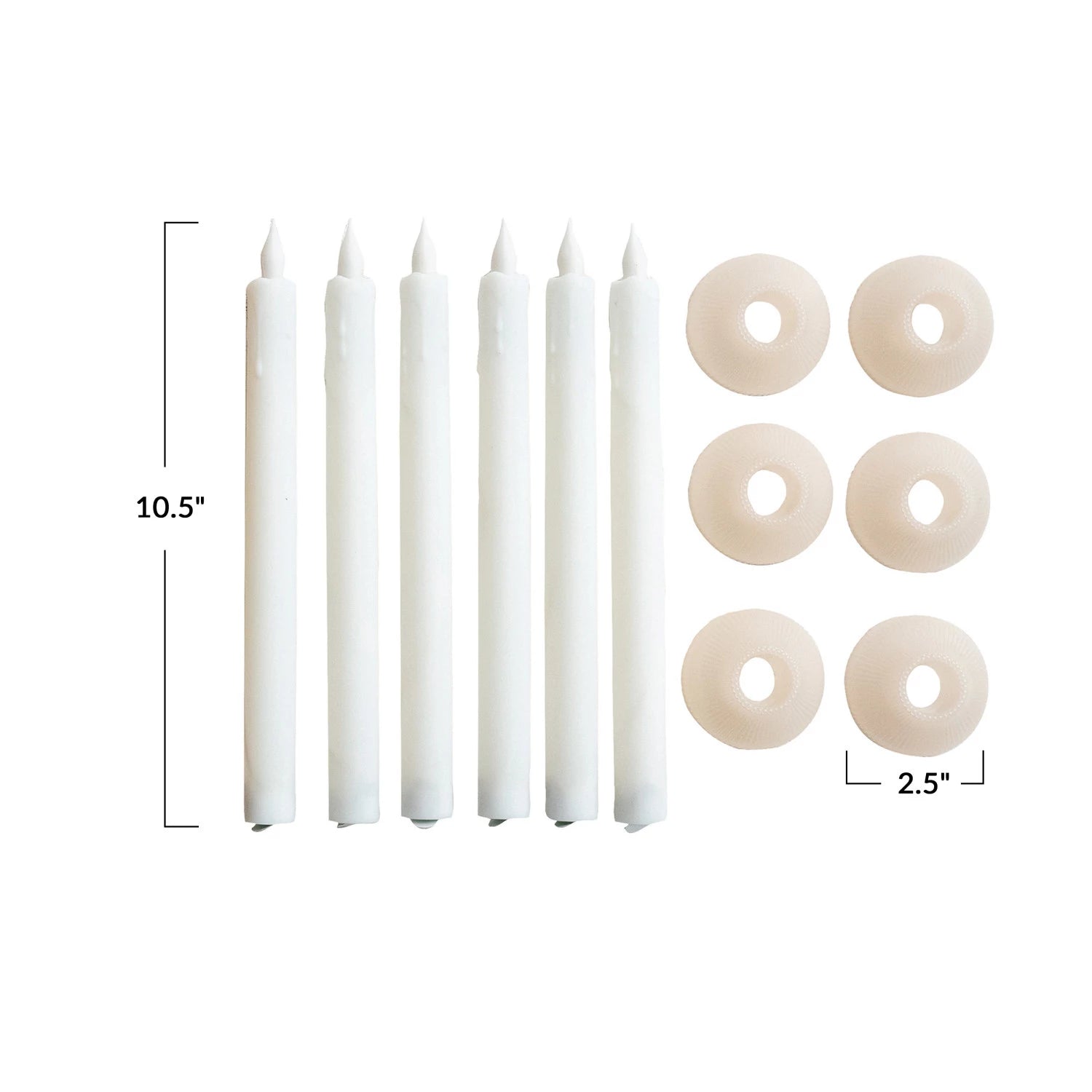 Led Taper Candles w/ Holder S/6