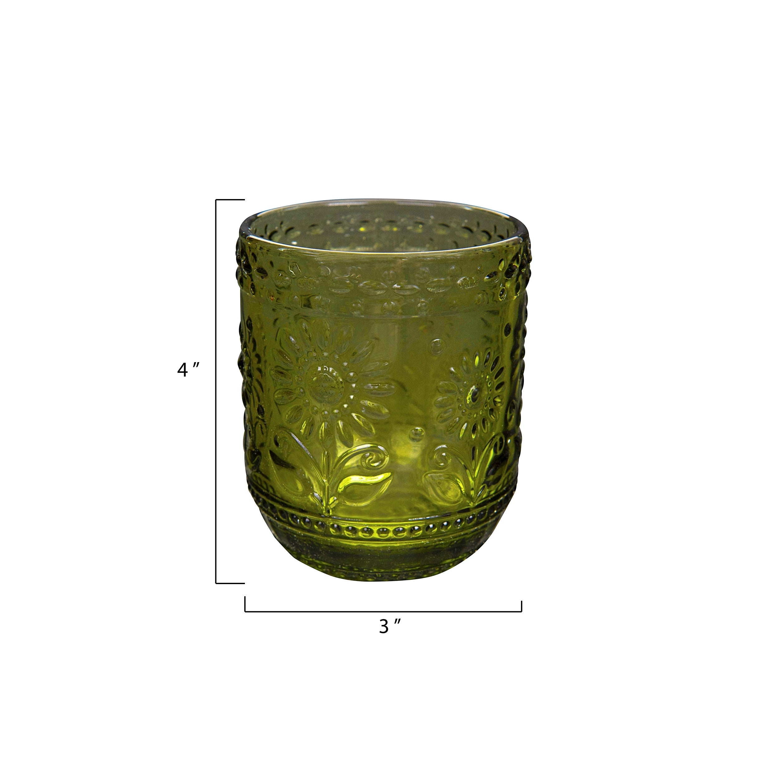 Embossed Green Drinking Glass