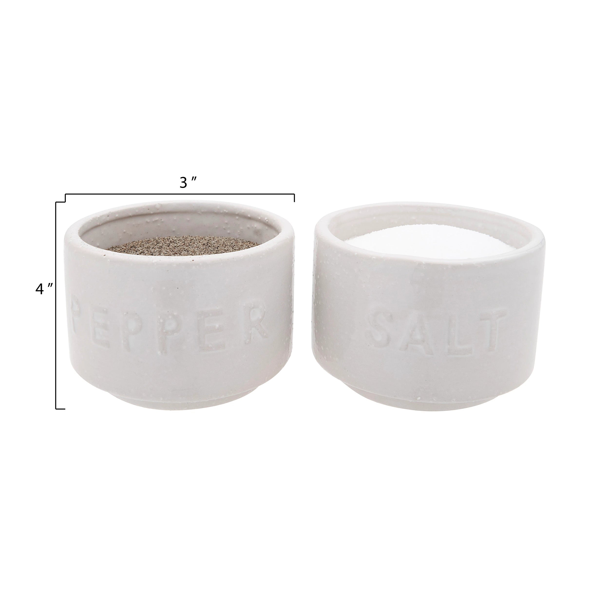 White Stackable Salt & Pepper Pots w/ Lid S/2